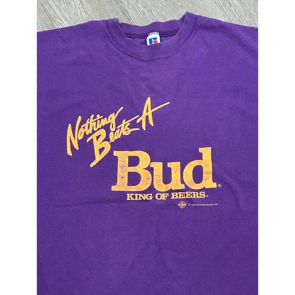 Russel Athletic Nothing Beats A Bud King Of Beers T-Shirt Single Stitch Mens XXL - Picture 2 of 7